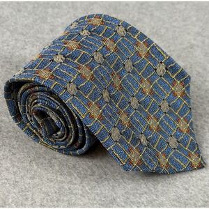 Vintage Garrick Anderson Silk Tie USA Blue Abstract Geometric Necktie 58x4"